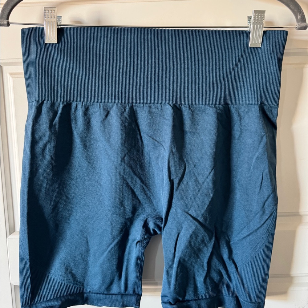 Zella Seamless High Rise Biker Shorts Blue Size Large